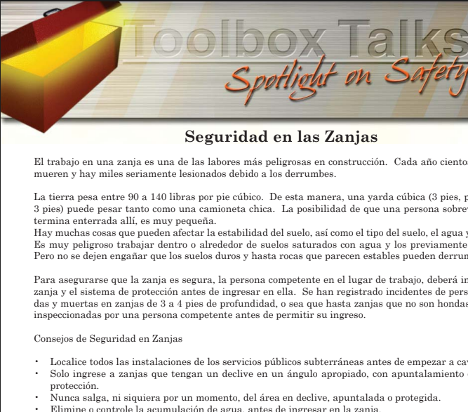 Toolbox talk Spanish