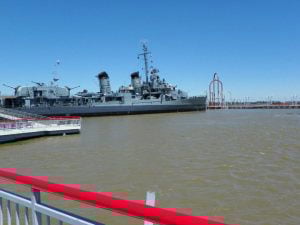 River level at the USS Kidd in Baton Rouge